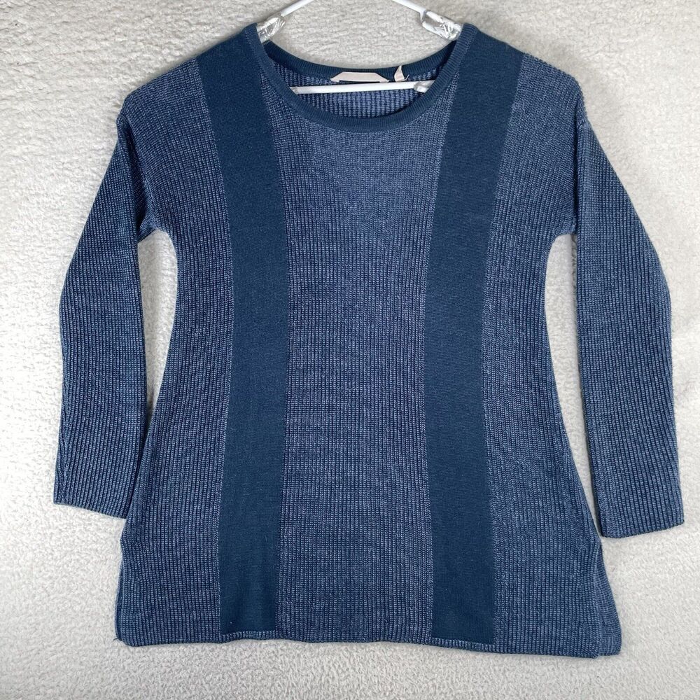 Soft Surroundings Top Womens Small Tunic Knit Blue Striped Stretch Lightweight